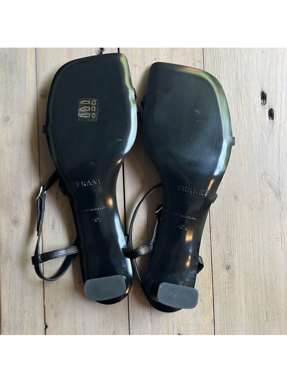 Frame Le Braxton Strappy Leather Black Sandal Square Toe Women EUR 39.5 US 9 - Picture 11 of 15